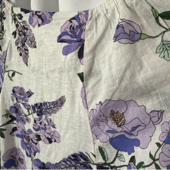Anthropologie V-Neck Purple Floral 3/4 Puff Sleeve Blouse Top Size S NEW - Picture 7 of 11